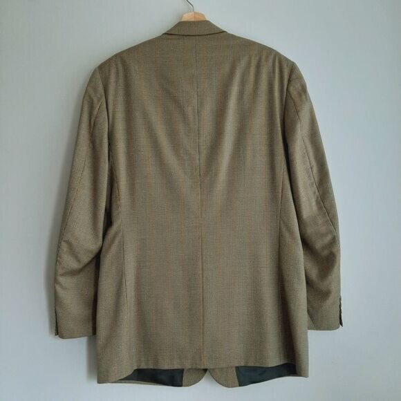 SAVILE ROW 100% Wool Blazer Jacket Plaid Beige Men's Sz 42 R - Picture 8 of 14